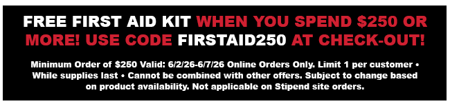 Free First Aid Kit with Orders of $250 or More!